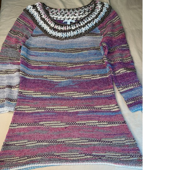 Diktons Barcelona Knit Tunic Sweater Dress Striped Multicolor Bohemian - Picture 1 of 5